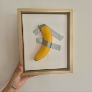 JOKE Gag gift Framed Banana Art with Silver Duct Tape